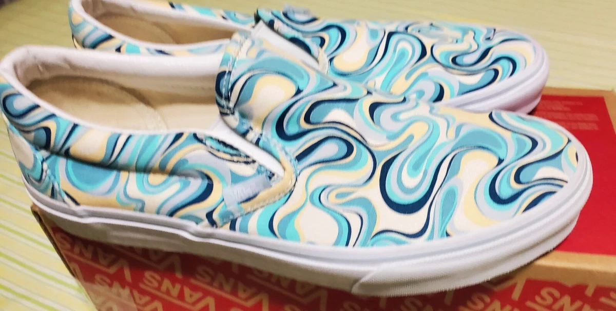 VANS Classic Slip On Swirl Turquoise Men 9.5 Women 11 eBay