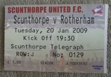 2008-09  Scunthorpe United v Rotherham United - League One  - Ticket Stub