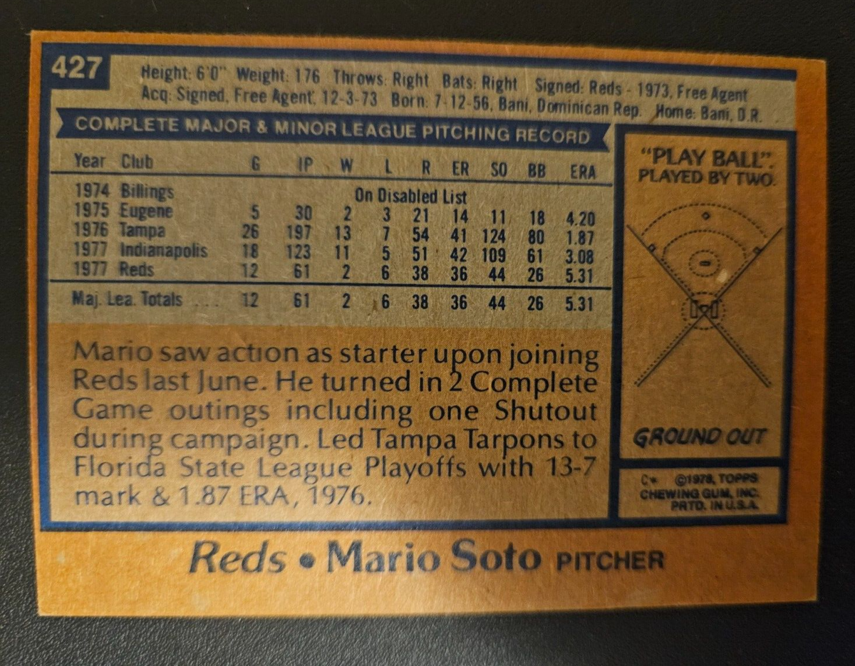 1978 Topps #427 Mario Soto ~ Cincinnati Reds Pitcher! | eBay