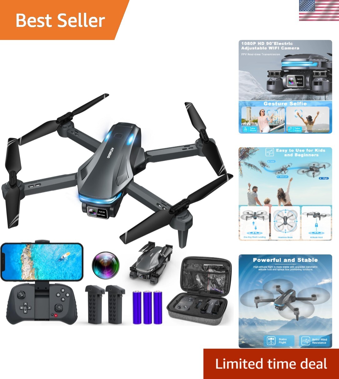 FPX Drone with 1080P HD Camera for Adults and Beginners - Easy to Fly-image