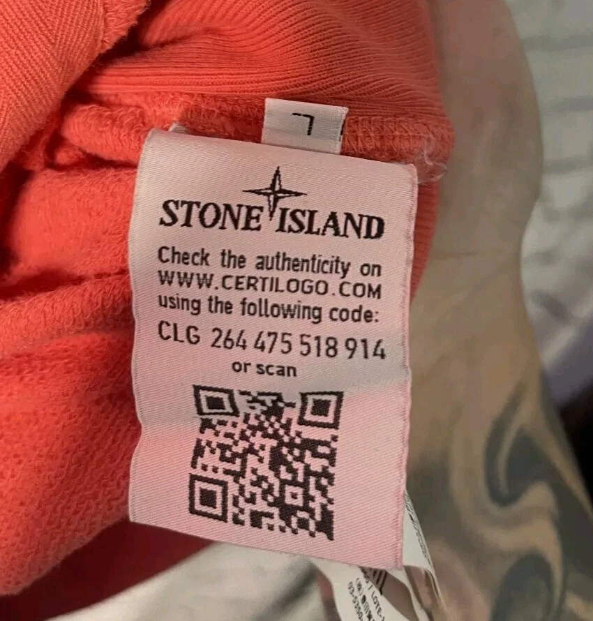 Felpa con cappuccio STONE ISLAND Loopback cotone arancione uomo grande 100% autentica