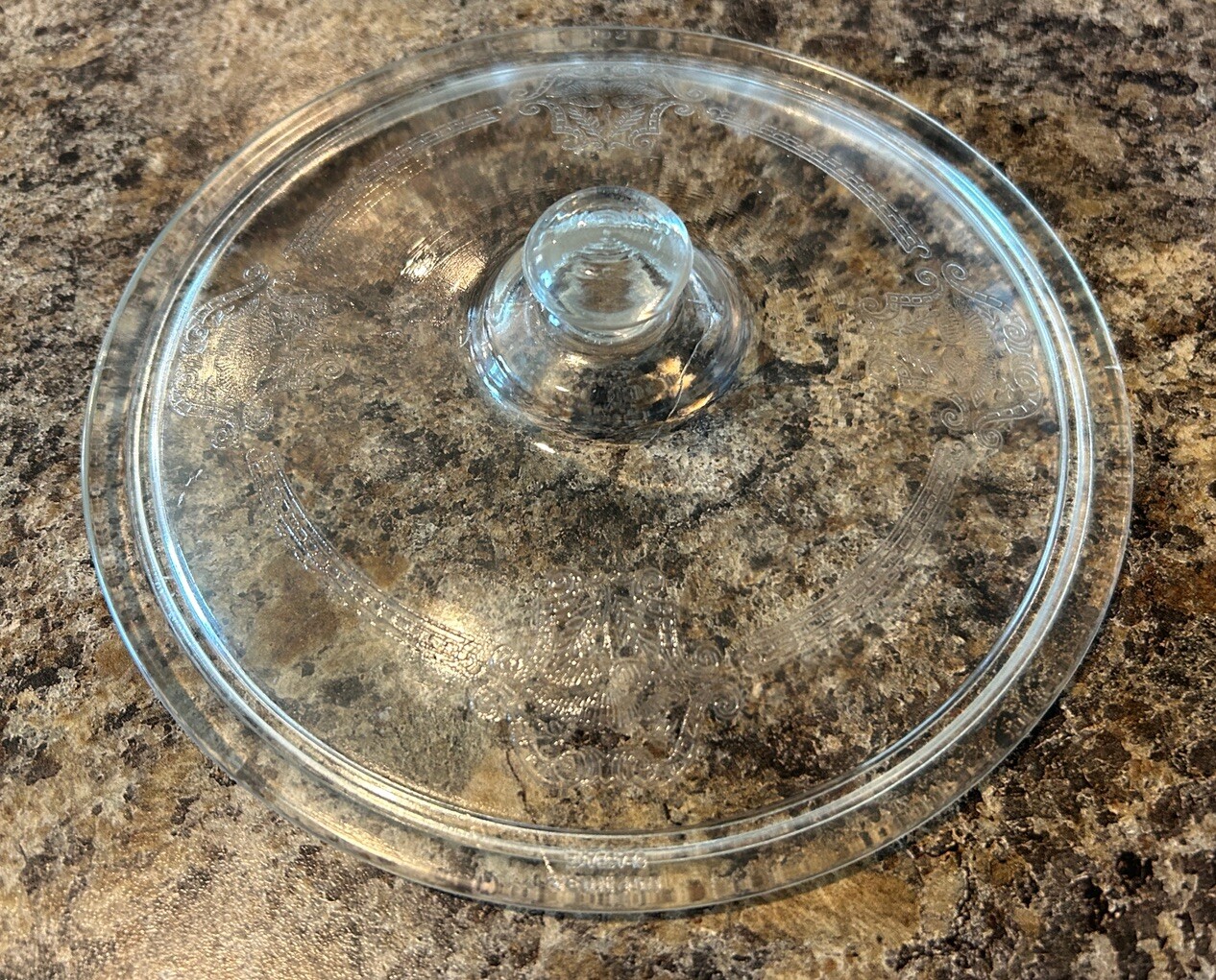 Glasbake 8” Etched Lid Vintage 206 Made In USA