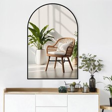 Arched Mirror 24x36 Wall Mounted Bathroom Mirror w/ Metal Frame for Wall Decor