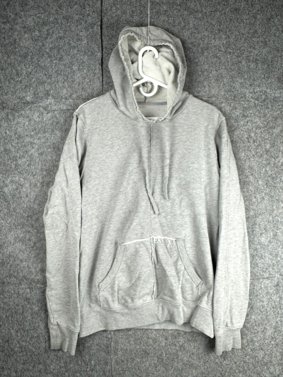 ALO Yoga Hoodie Men's Size Small Distressed Gray Drawstring Pullover Frayed