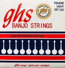GHS 210 Phosphor Bronze Banjo Strings; loop end - tenor light