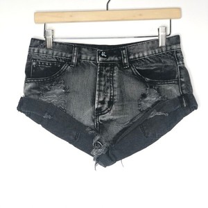 black jean shorts distressed