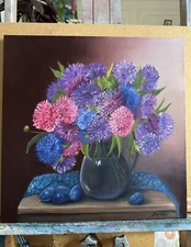 Flowers Original Oil Painting On Canvas By Artist SvitsArt Still Life Medium New