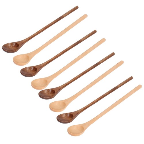 8 Pcs Wooden Spoon Beech Wood Safe Environmentally Friendly Wooden Serving Spoon - Picture 11 of 12