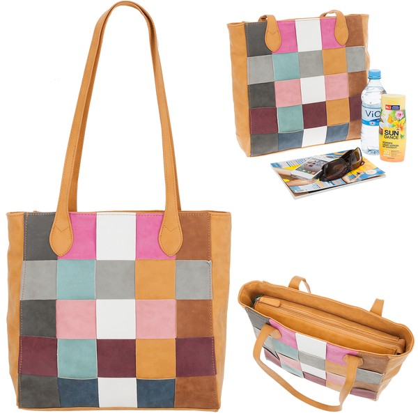 Handtasche Alessandro Basket Schultertasche Kunstleder A4 Tasche 5801 Multi +Etu-image