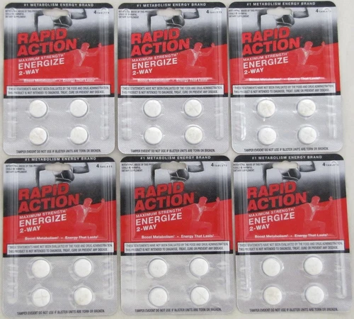 Rapid Action Energize 2 Way Lasting Energy Boost Metabolism 6 packs 24 pills