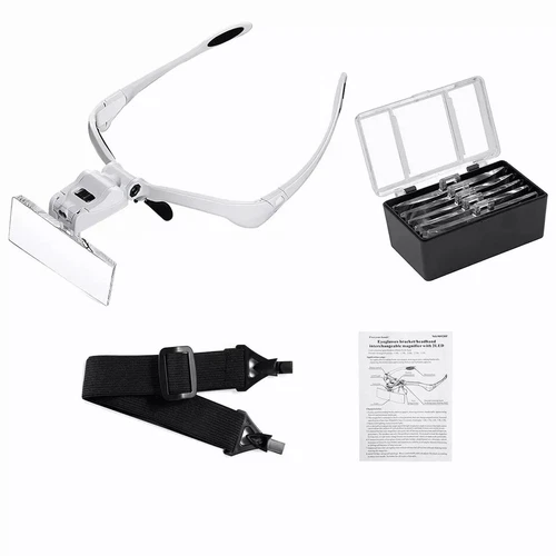 Magnifying Glass LED Light Head Loupe Jeweler Watch Bright Magnifier with 5 Lens - Picture 1 of 13