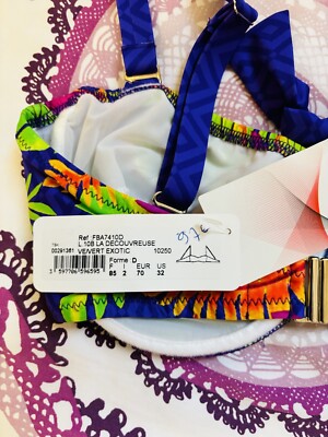 Maillot De Bain 2 Pièces Lise Charmel Antigel - Bandeau Taille FR 85B (EU 70B, US 32B), Bleu Clair & Blanc, Neuf Avec étiquettes