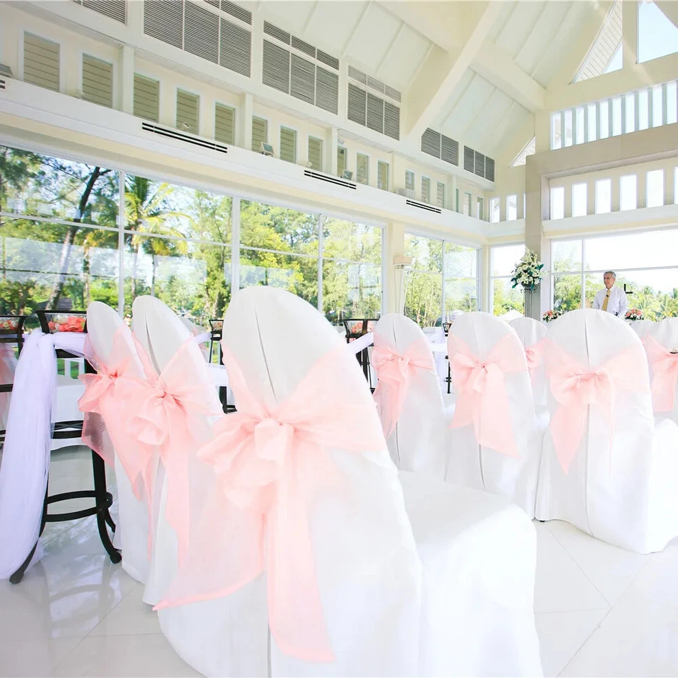 10/50/100 Pcs Organza Chair Sash Bow for Banquet Wedding Party Event Xmas Decor - Image 3 of 4
