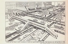 Depot Highway 1964 Futuristic View of Large US City in 1980 Vtg Mag Excerpt