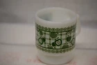 VINTAGE FIRE KING MILK GLASS STACKABLE GREEN APPLE COFFEE MUG NO CHIPS OR CRACKS