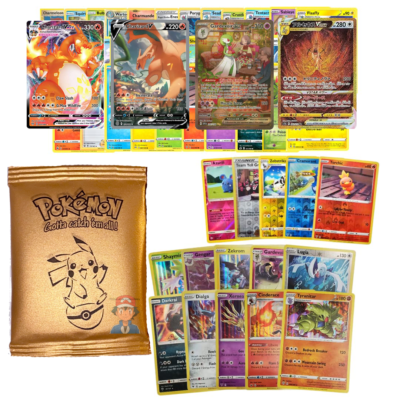 Pokémon Gold Pack 25 Official TCG Cards Including GX, EX, VMAX, VSTAR, V, &  HOLOS, – TCG Best Value Collectibles