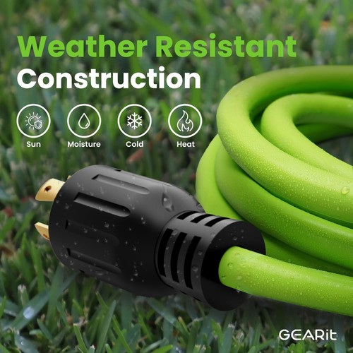30-Amp Weather-Resistant Generator Extension Cord - 40ft, Twist Lock, Green - Picture 8 of 11