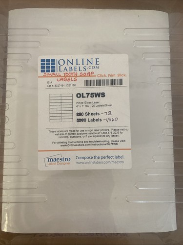4” x 1" Rectangle White Gloss Labels for Laser Printer 78 Sheets