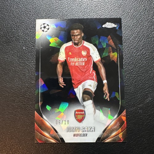 2024 Topps Chrome Sapphire Bukayo Saka Black Refractor /10 Arsenal SSP #148