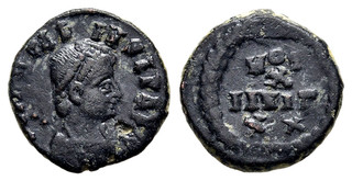 FITZ THEODOSIUS Æ Nummus Small Bronze Coin VOT MVLT 11mm 1.28g AWE45
