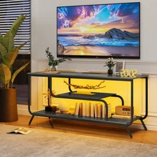 55 "TV Stand withTV Socket and LED Light , Display Carbinet