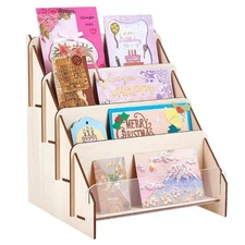 Trading Card Display Stand Wooden Sticker Rack for Bedroom Kitchen Cabinet