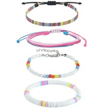 Surfer Boho Summer Adjustable Braided Beach Bracelet Set for Men Women Unisex