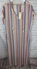 NWT RACHEL ZOE Pastel Striped Coverup Caftan Long Size Large