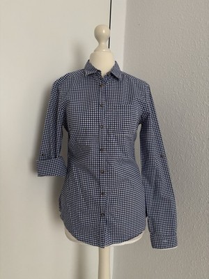 Massimo Dutti Bluse Blau Weiß Kariert Gr. S 36 Top Zustand