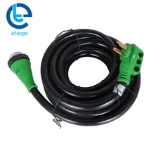 Green 50 Amp RV Extension Generator Power Cord 15/25/50Ft Locking Connector