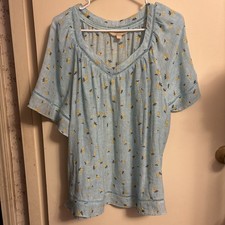 Women’s Hope & Harlow Woman plus Size Aqua With Yellow Lemons Short Sleeve Top