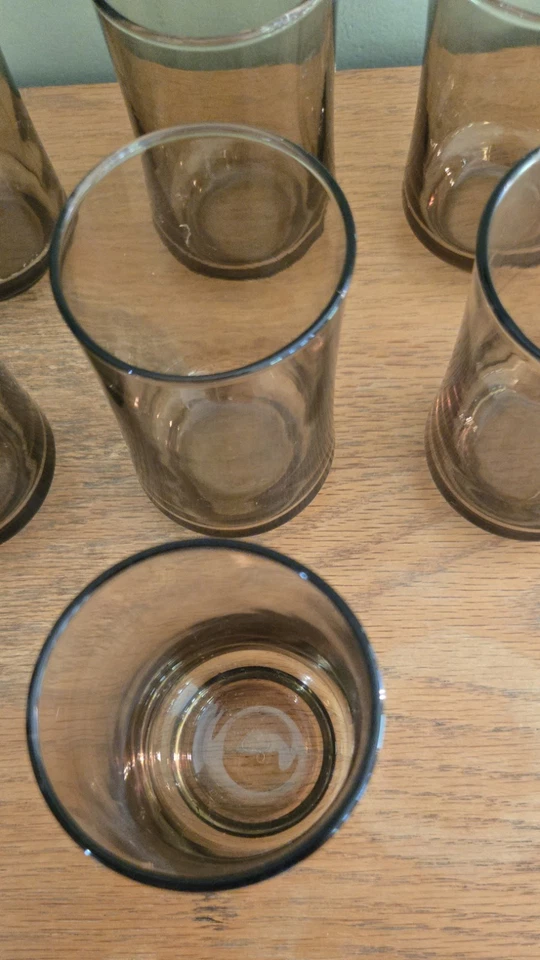 Vintage Libbey Brown Bolero Smokey Glass Breakfast 3.75" Juice Glasses Set Of 7 - Image 4 of 4