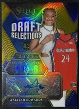 2024 Select WNBA Draft Selections Gold Auto /10 AALIYAH EDWARDS Rookie Mystics