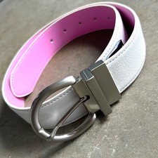 Women  s Nike Golf Leather Belt Reversible White Pink Silver Buckle Extra Small