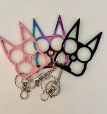 3 Cat Keychains, cat ears, EDC Self Defense FDM 3D Printed Pack of 3