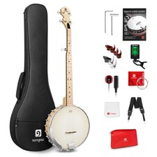 Open Back 5 String Full Size Banjo, Clawhammer Beginner Kit With Renaissance ...