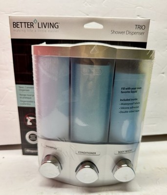 Better Living 76334-1 Euro TRIO Dispenser, Translucent Container, Satin Silver