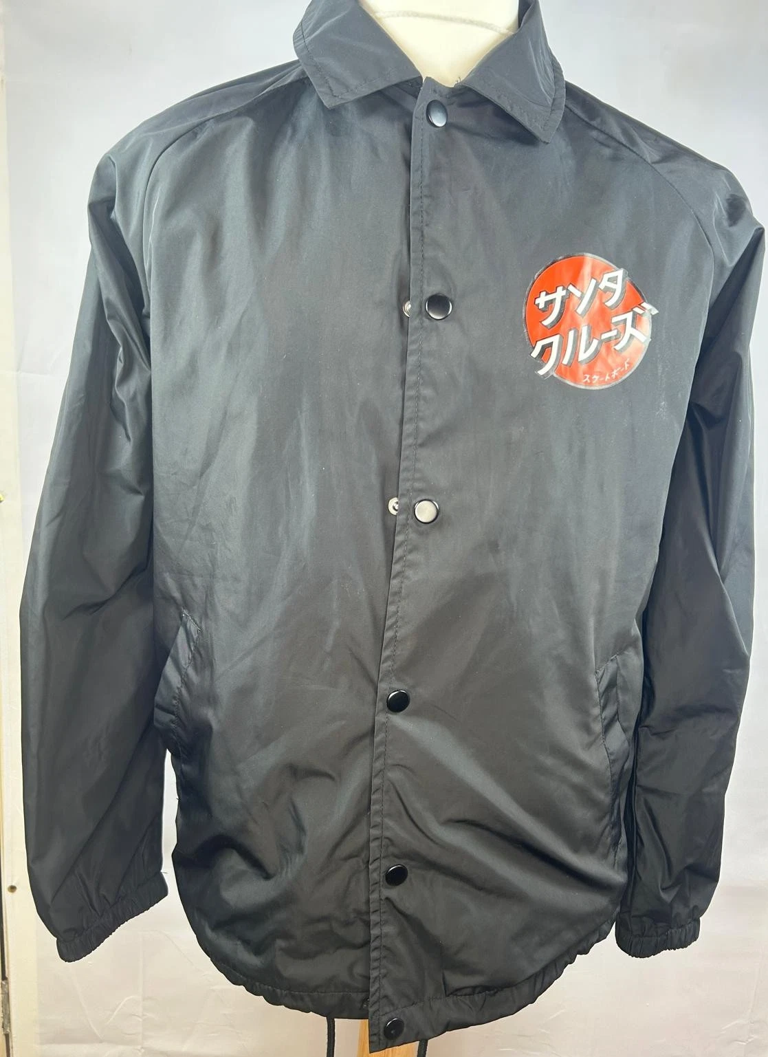 Santa Cruz Windbreaker Jacket Button Up - Adult Size Medium - Black