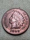 1893 AU Indian Head Cent US Coin Copper scarce date