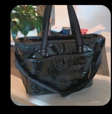 Coach Baby Diaper Bag Black Canvas, Signature Travel Tote