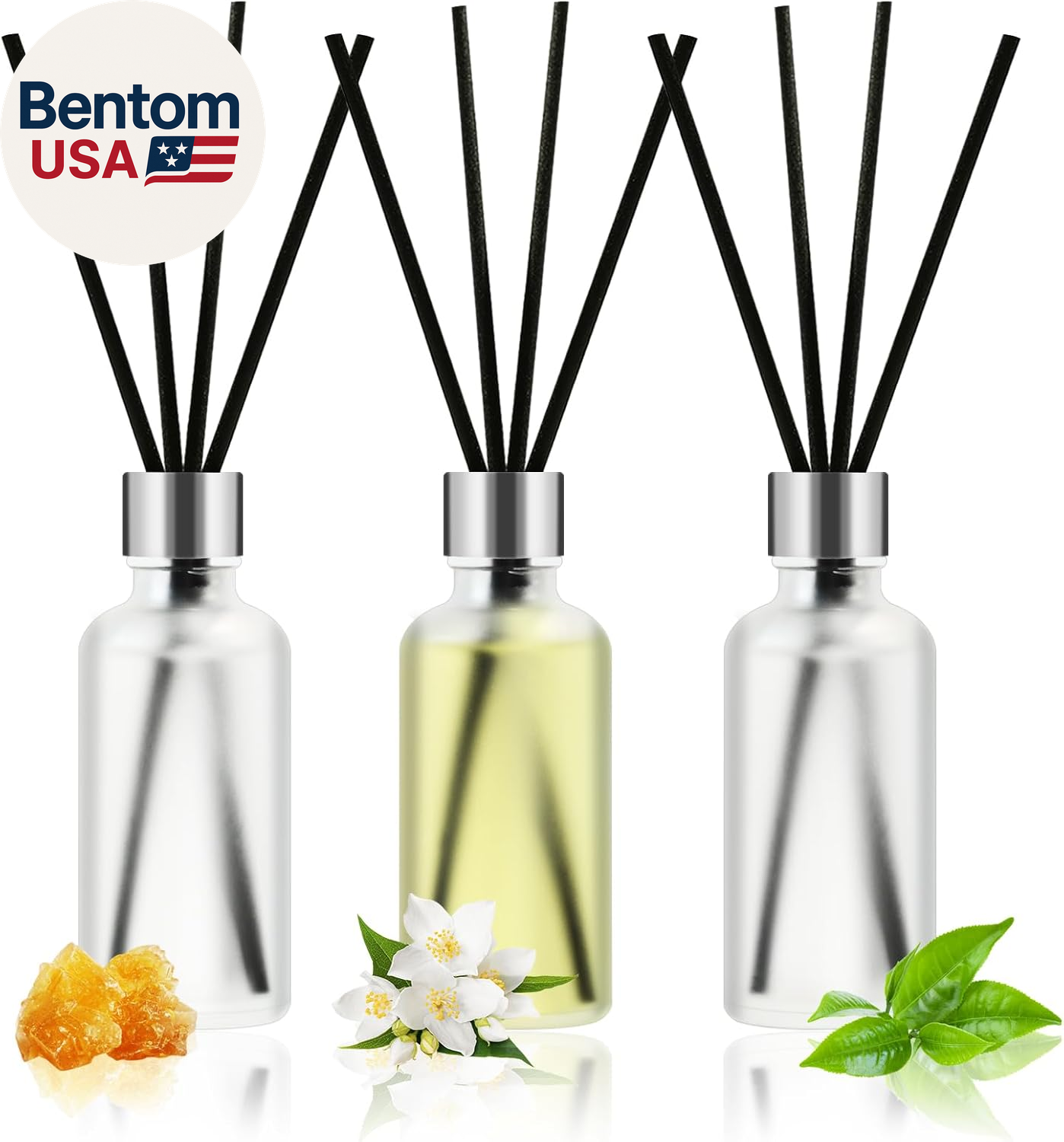 Essential Oil Reed Diffuser Set, 3X50Ml Flameless Lily & Jasmine/White Tea/Amber