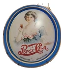 Vintage Pepsi Cola Metal Tin Serving Tray Large Oval 11.5 x 14 Victorian Lady