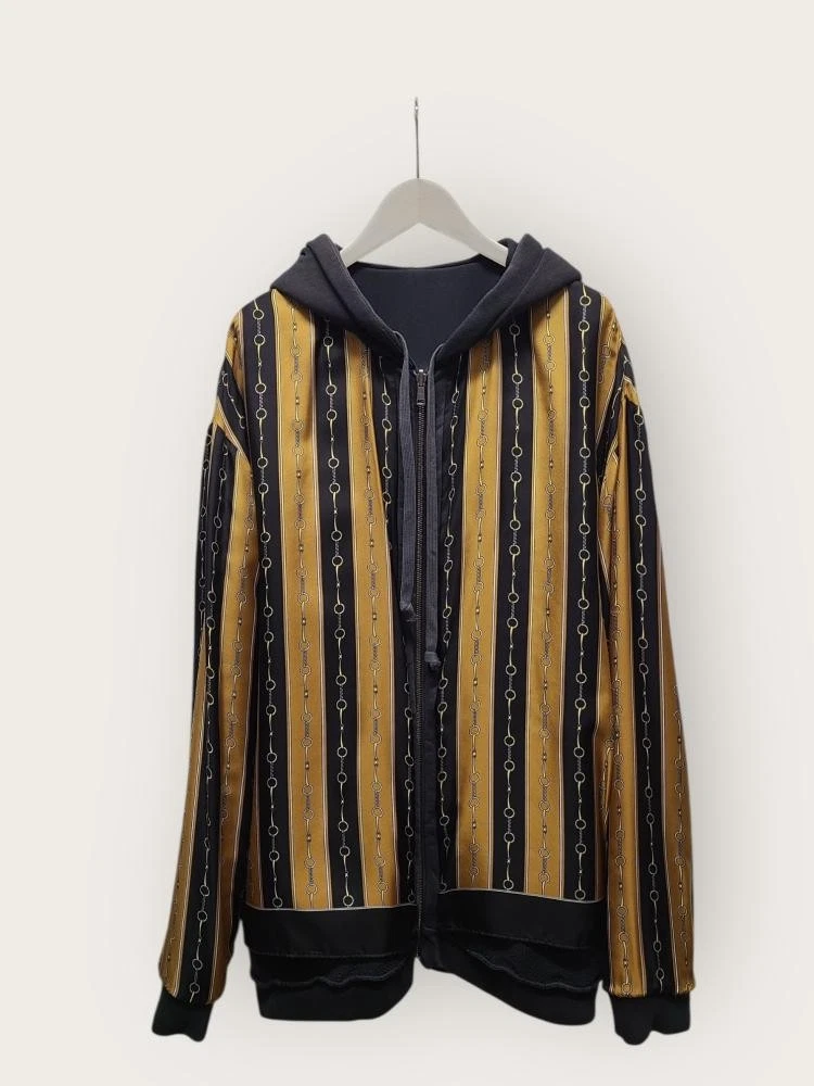 Felpa con cappuccio reversibile Gucci nera ad incastro Horsebit 12345 42353995