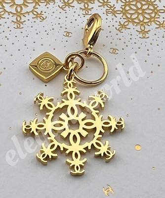Chanel Christmas Snowflake Gold Logo CHARM Pendant NEW | eBay