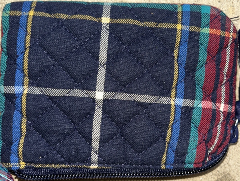 Vera Bradley Clip Zip Mini Pouch Scottie Dog Blue Plaid Quilted Wallet NWOT - Image 3 of 3