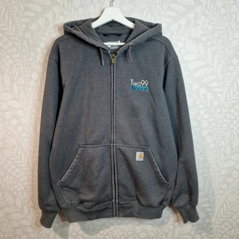 Carhartt M Loose Fit Full Zip Hoodie Thermal Lined Grey Workwear Rain Defender