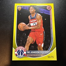2025-26 Bowman Basketball Tre Johnson III #6 Yellow Parallel RC /75 WIZARDS