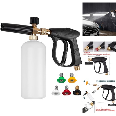 #ad #ad Short Pressure Washer Gun amp; Foam Cannon Kit 5 Nozzle Tips M22 14mm 2000 PSI $27.99