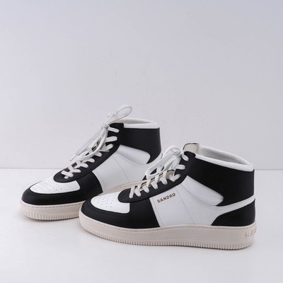 Sandro Paris Men's Sneakers Trainers Leather Logo White Black Size 40 SHACH00846
