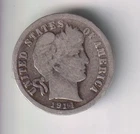 1914-P BARBER DIME 10¢ PHILADELPHIA 90% SILVER COIN UNITED STATES OF AMERICA